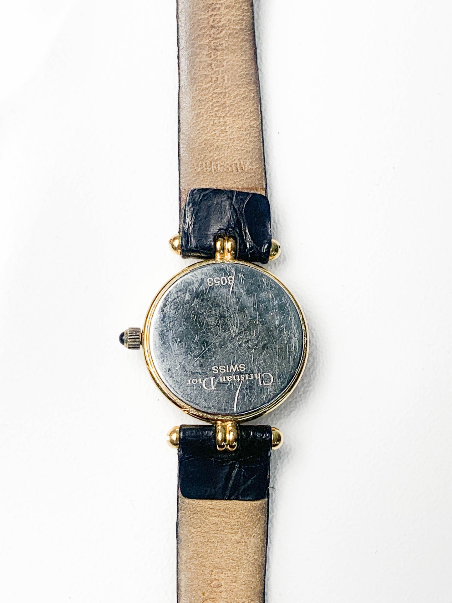 Rare Women Christian Dior black leather watch - 050324