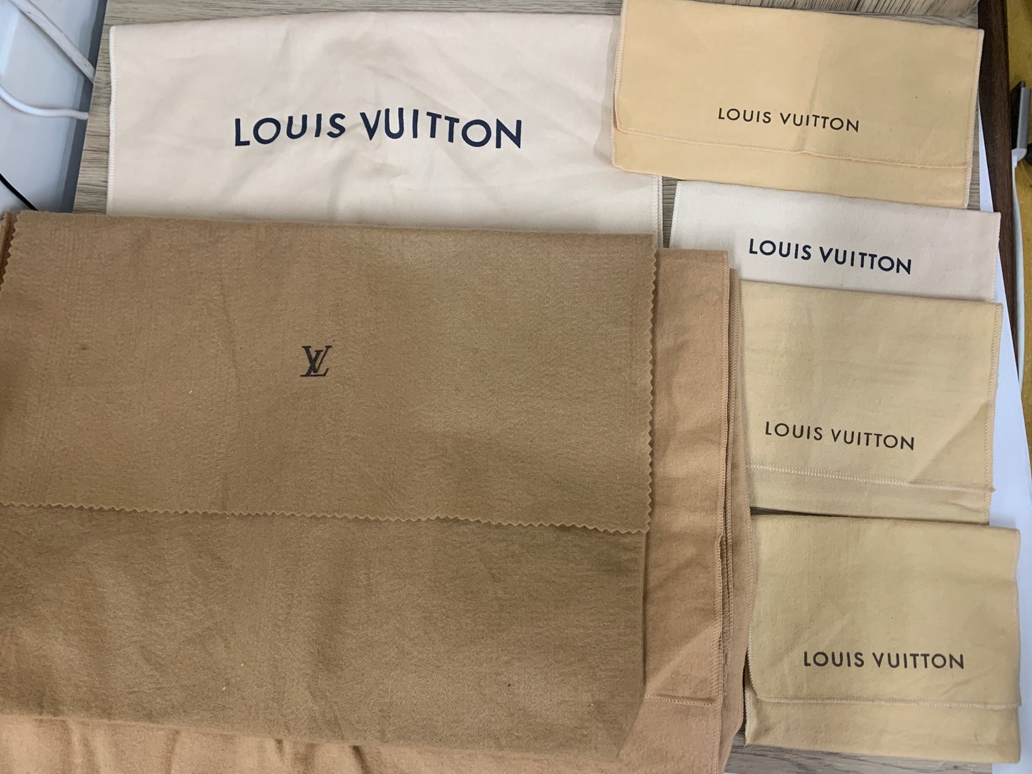 Authentic Beige LOUIS VUITTON shoe boots bag wallet purse dust bag cover LV handbag gift dust bag