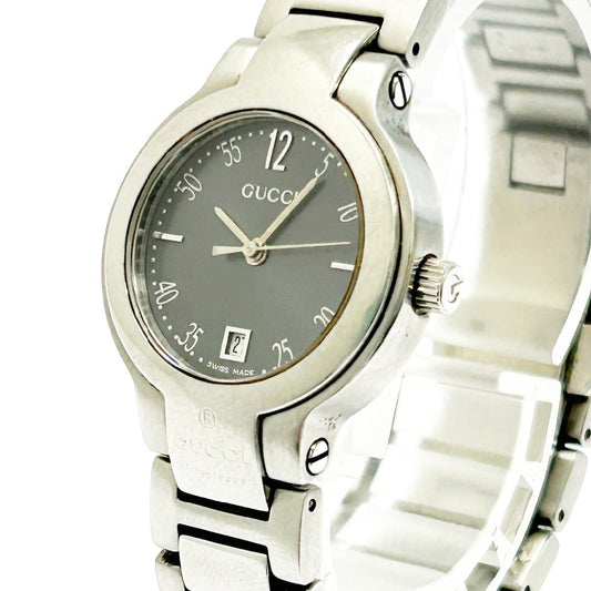 GUCCI 8900L 圓面 SS 灰色錶盤石英女錶 - 251023