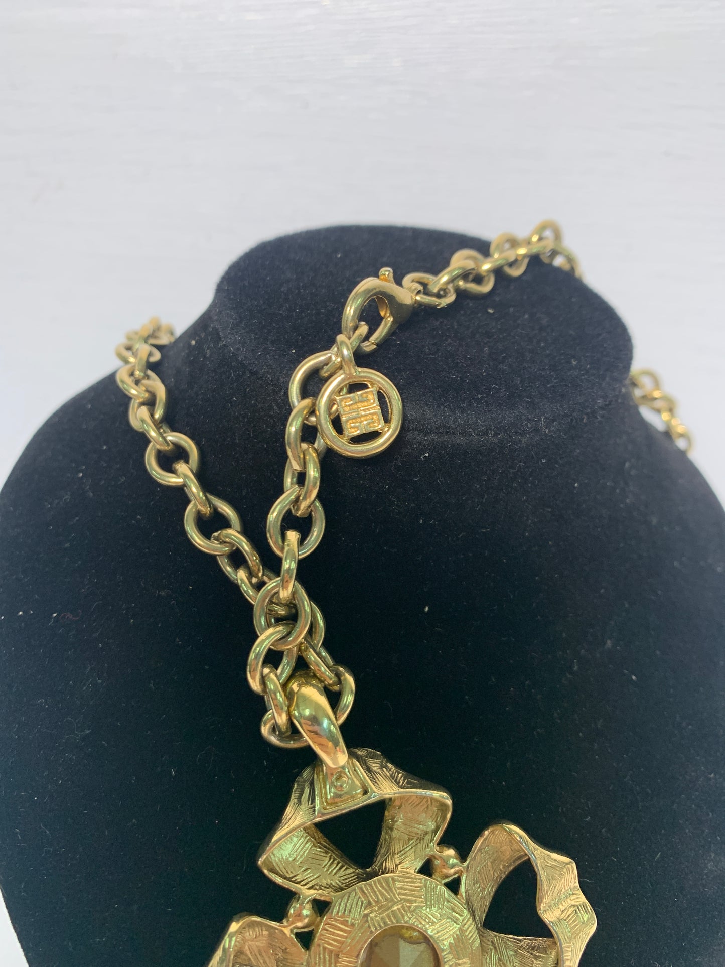 Rare Givenchy Logo gold necklace 17.5" long chain - 31OCT