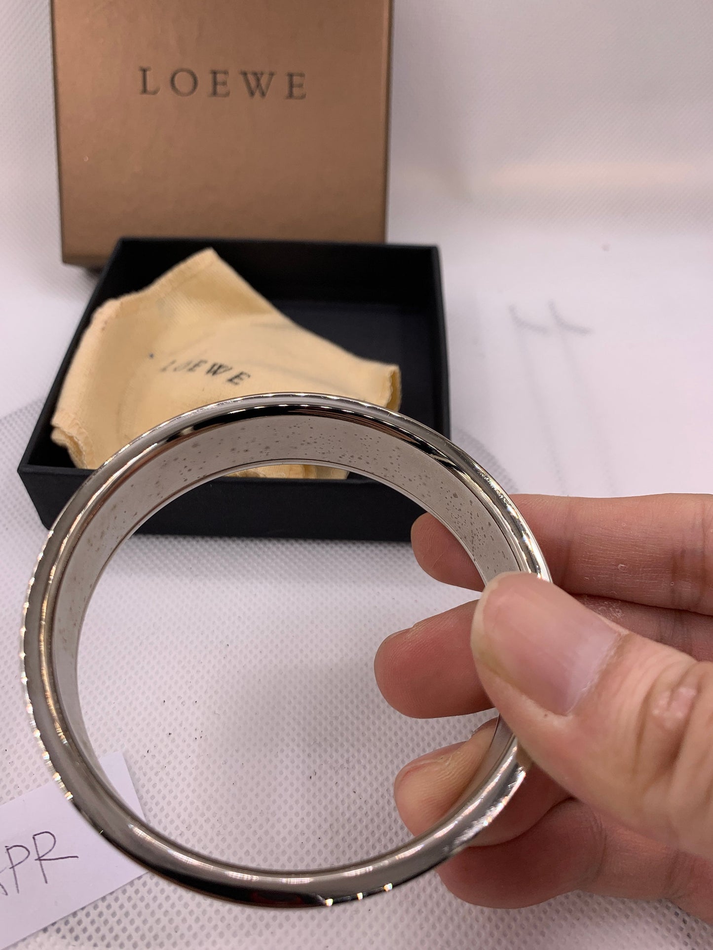 Authentic LOEWE Red Silver bangle Bracelet 2.5" diameter - APR