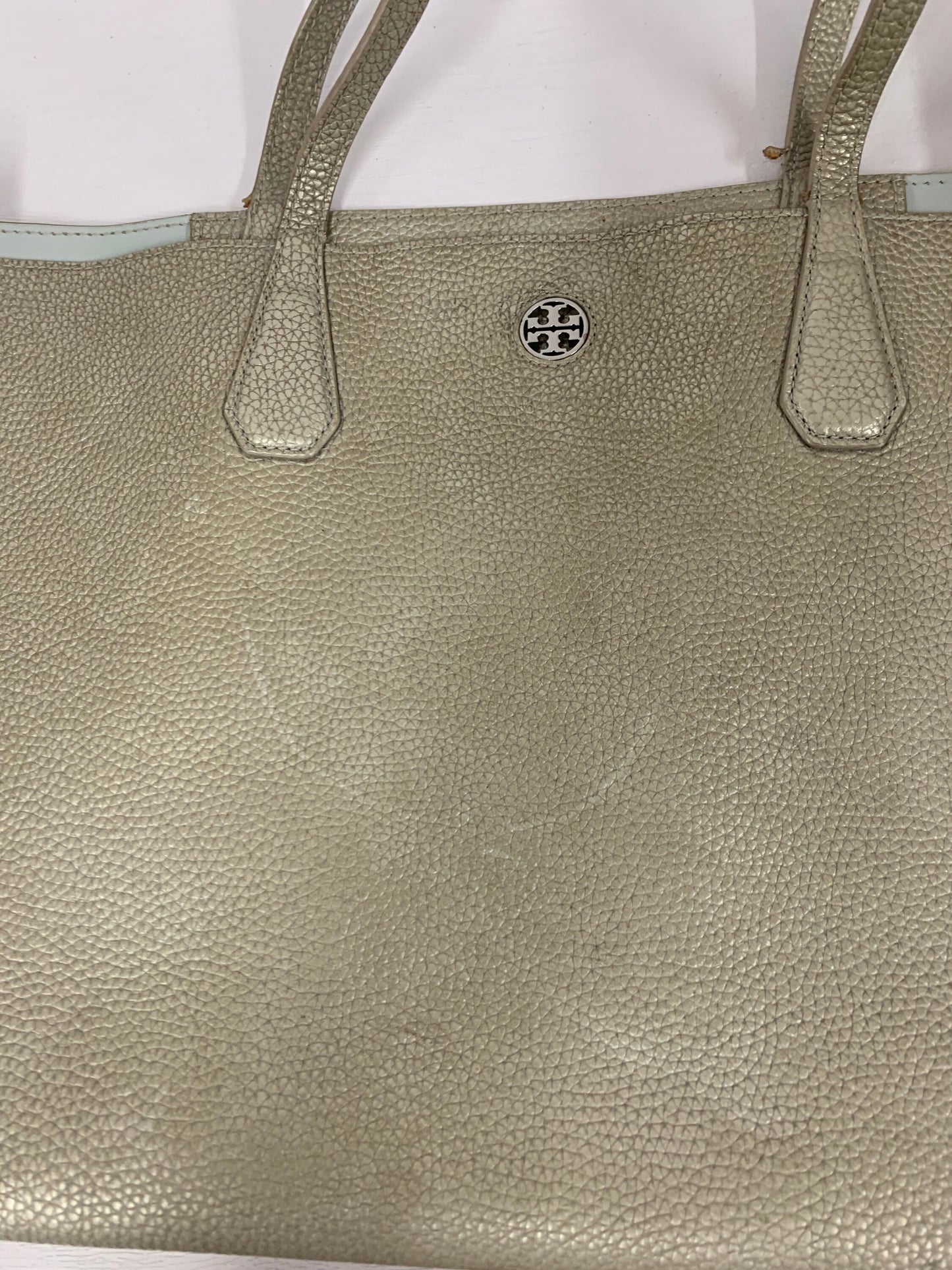 Tory Burch large tote bag in pebbled soft leather tote one shoulder beige 50w x 29H cm(BBW 21 26 Apr 2022)