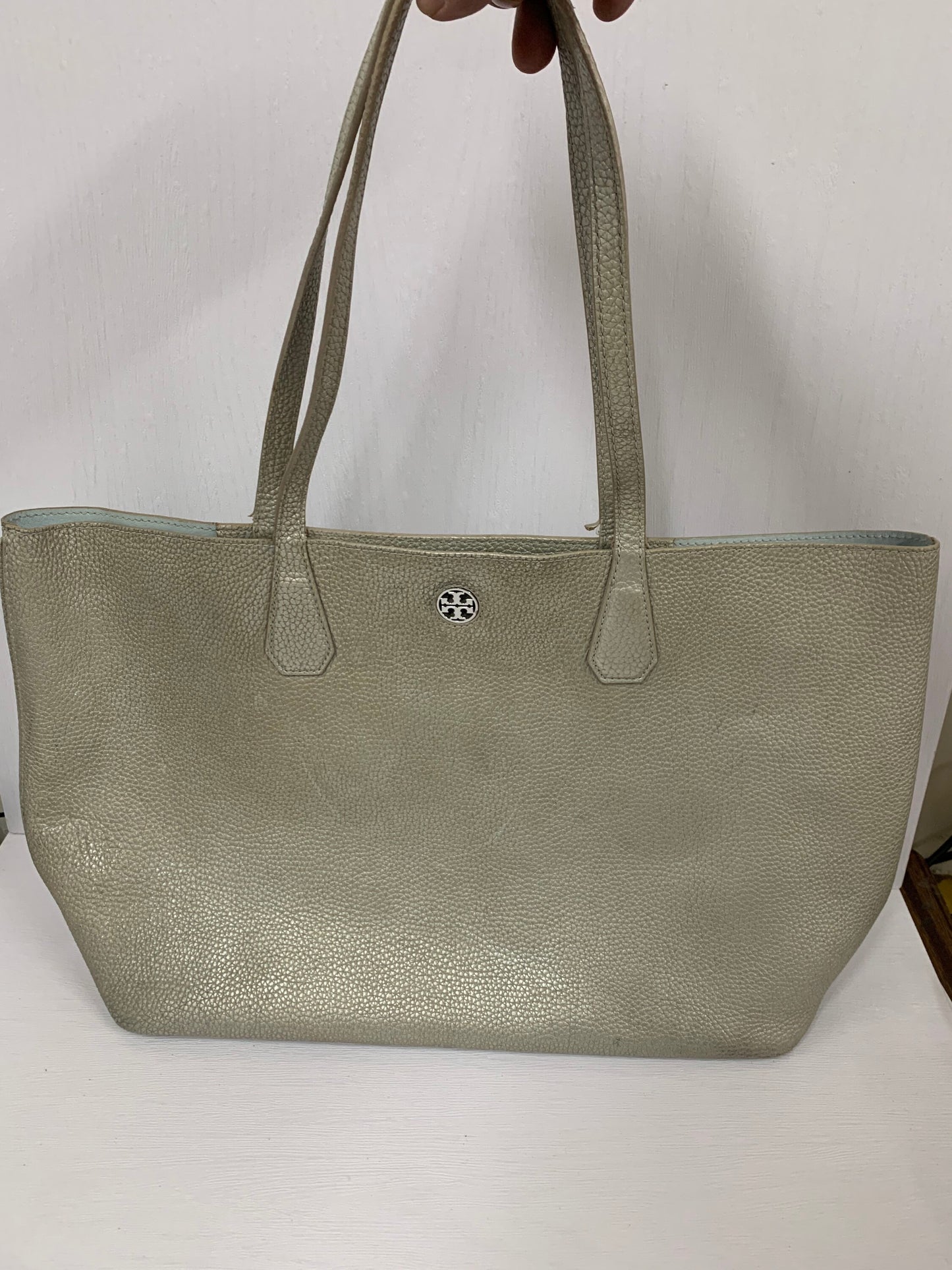 Tory Burch large tote bag in pebbled soft leather tote one shoulder beige 50w x 29H cm(BBW 21 26 Apr 2022)