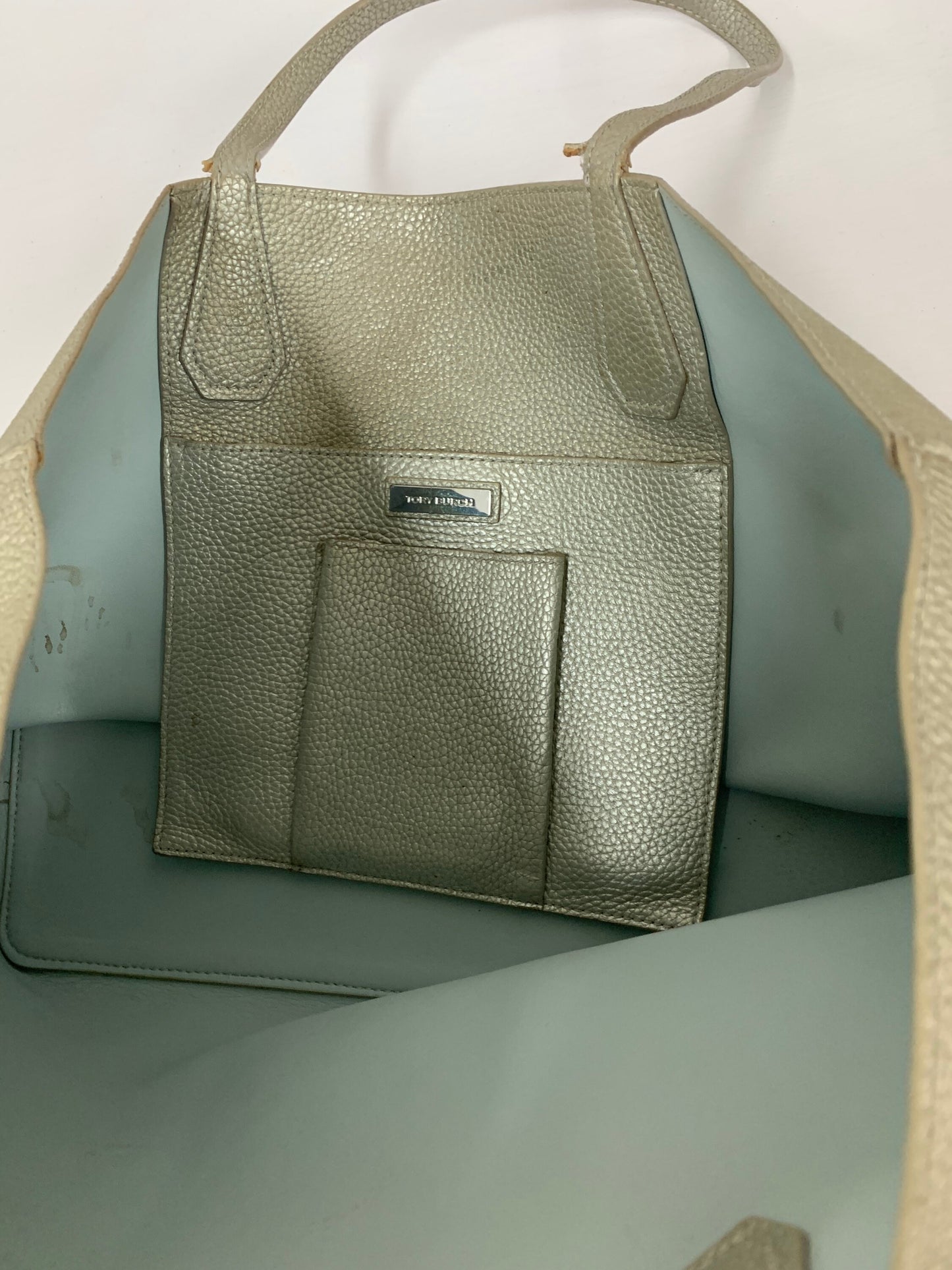 Tory Burch large tote bag in pebbled soft leather tote one shoulder beige 50w x 29H cm(BBW 21 26 Apr 2022)