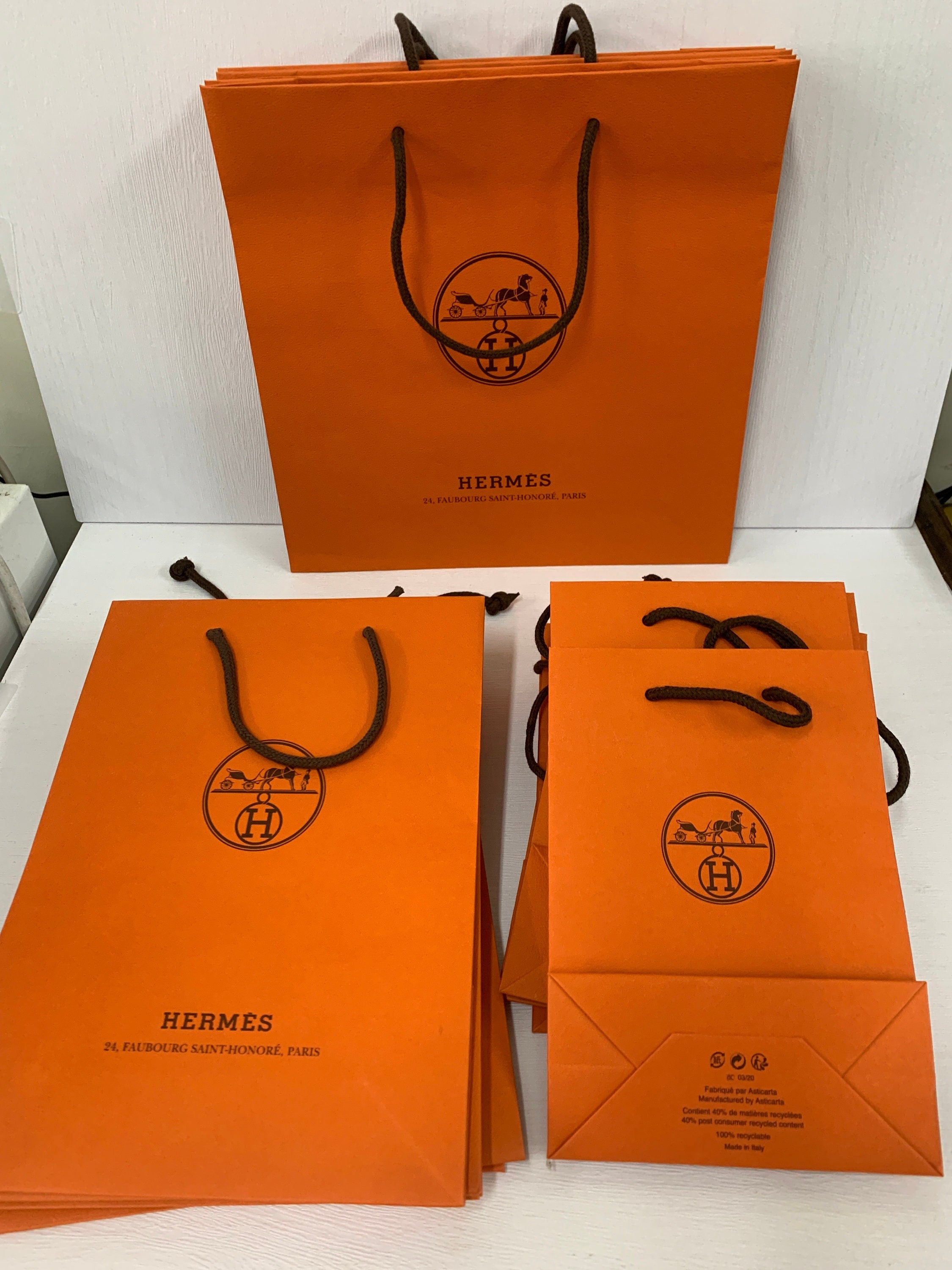 Hermés Gift bag, orange gift bag, wrapping, Original French scarf