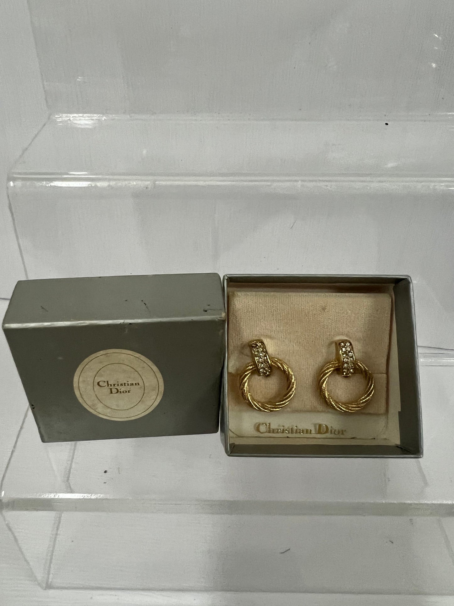 Vintage Christian Dior crystal twine large earring ear clip (BB may 22)