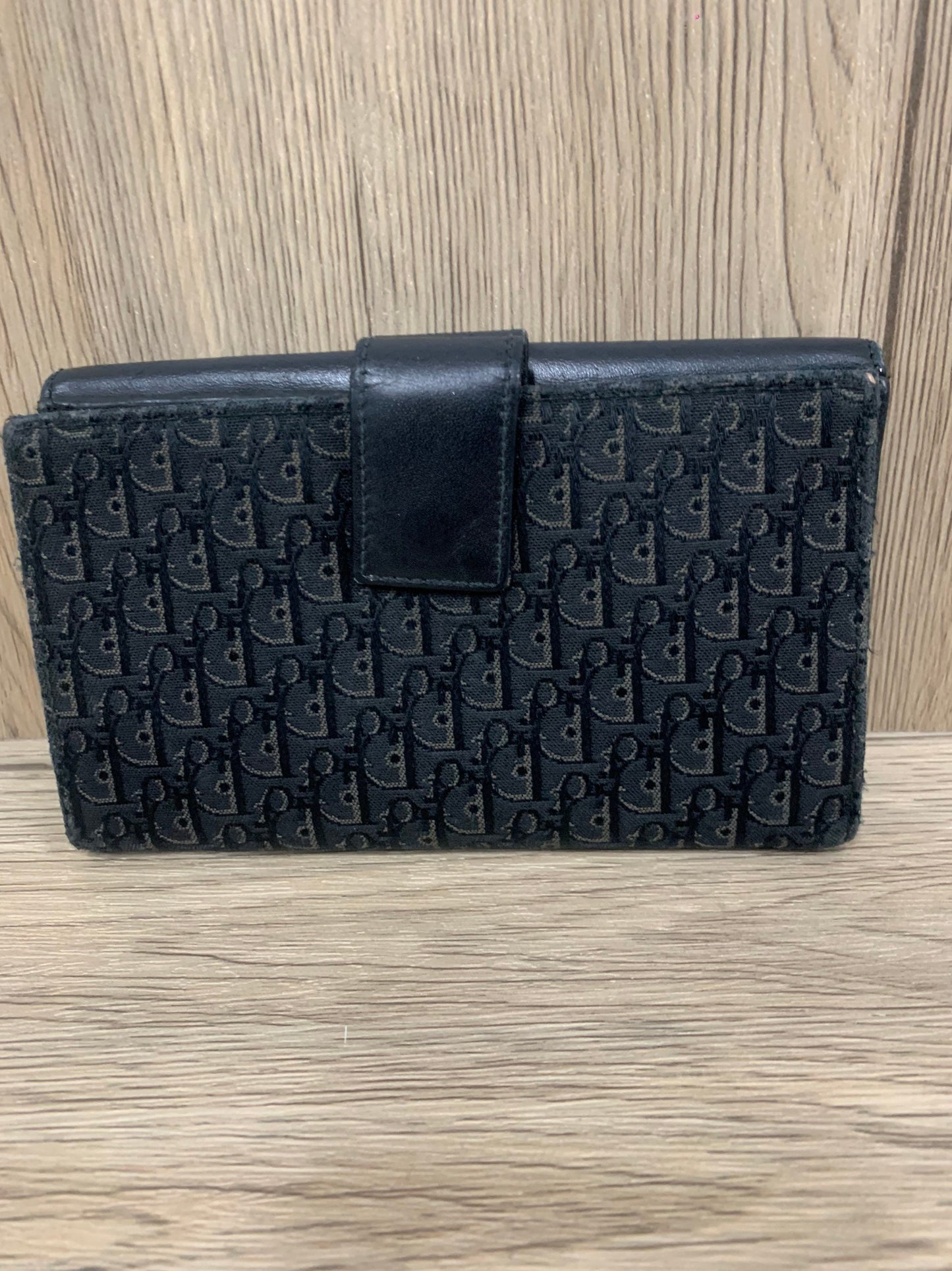 Christian Dior sheepskin dark Black wallet 16w x 11H (13 Jun 22 BBW31)