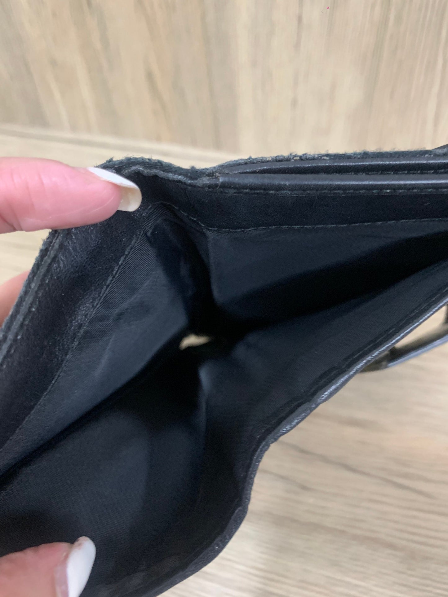 Christian Dior sheepskin dark Black wallet 16w x 11H (13 Jun 22 BBW31)