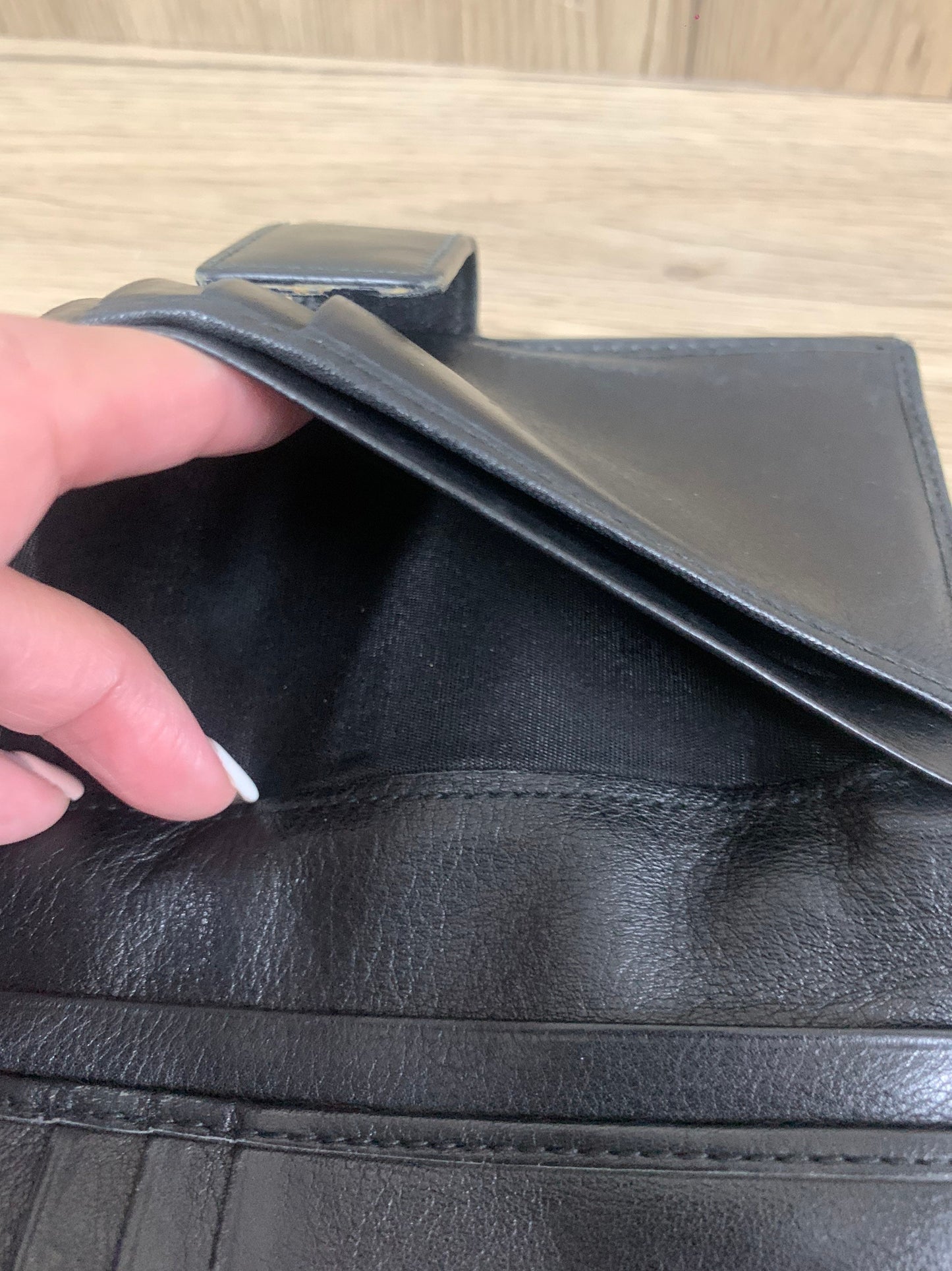Christian Dior sheepskin dark Black wallet 16w x 11H (13 Jun 22 BBW31)