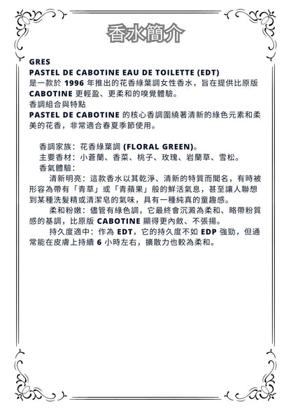 W32 - Gabotine Pastel EDT Travel Spray 2ml, 5ml, 10ml  歌寶婷清秀佳人 分裝瓶