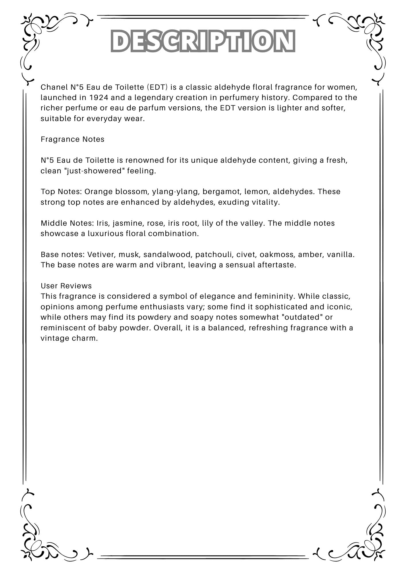 W5 - Chanel NO. 5 EDT Travel Spray 2ml, 5ml, 10ml  香奈兒五號淡香水 分裝瓶