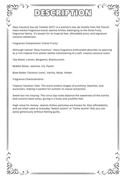 W34 - Sexy Coconut EDT Travel Spray 2ml, 5ml, 10ml  性感椰子淡香水 分裝瓶