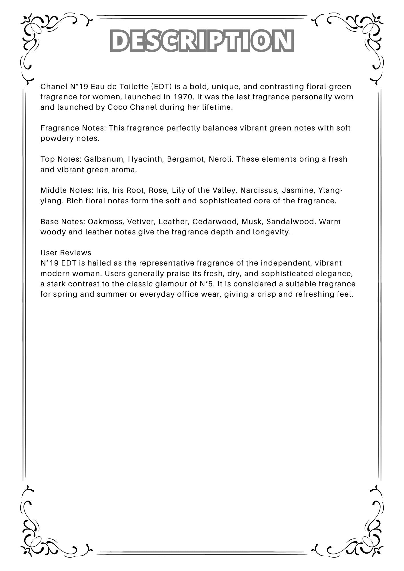 W9 - Chanel No. 19 EDT Travel Spray 2ml, 5ml, 10ml  香奈兒19號女士淡香水 分裝瓶