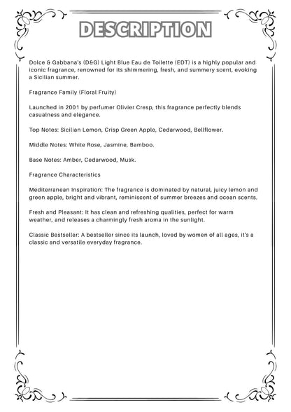 W39 - D & G light blue EDT Travel Spray 2ml, 5ml, 10ml  淺藍淡香水 分裝瓶