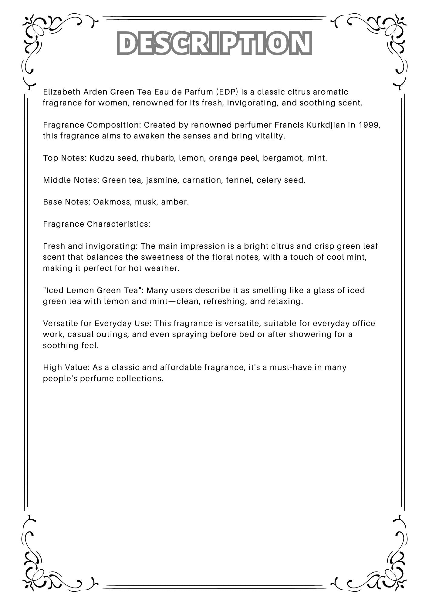 W40 - Elizabeth Arden green tea edp Travel Spray 2ml, 5ml, 10ml  雅頓綠茶淡香精 分裝瓶