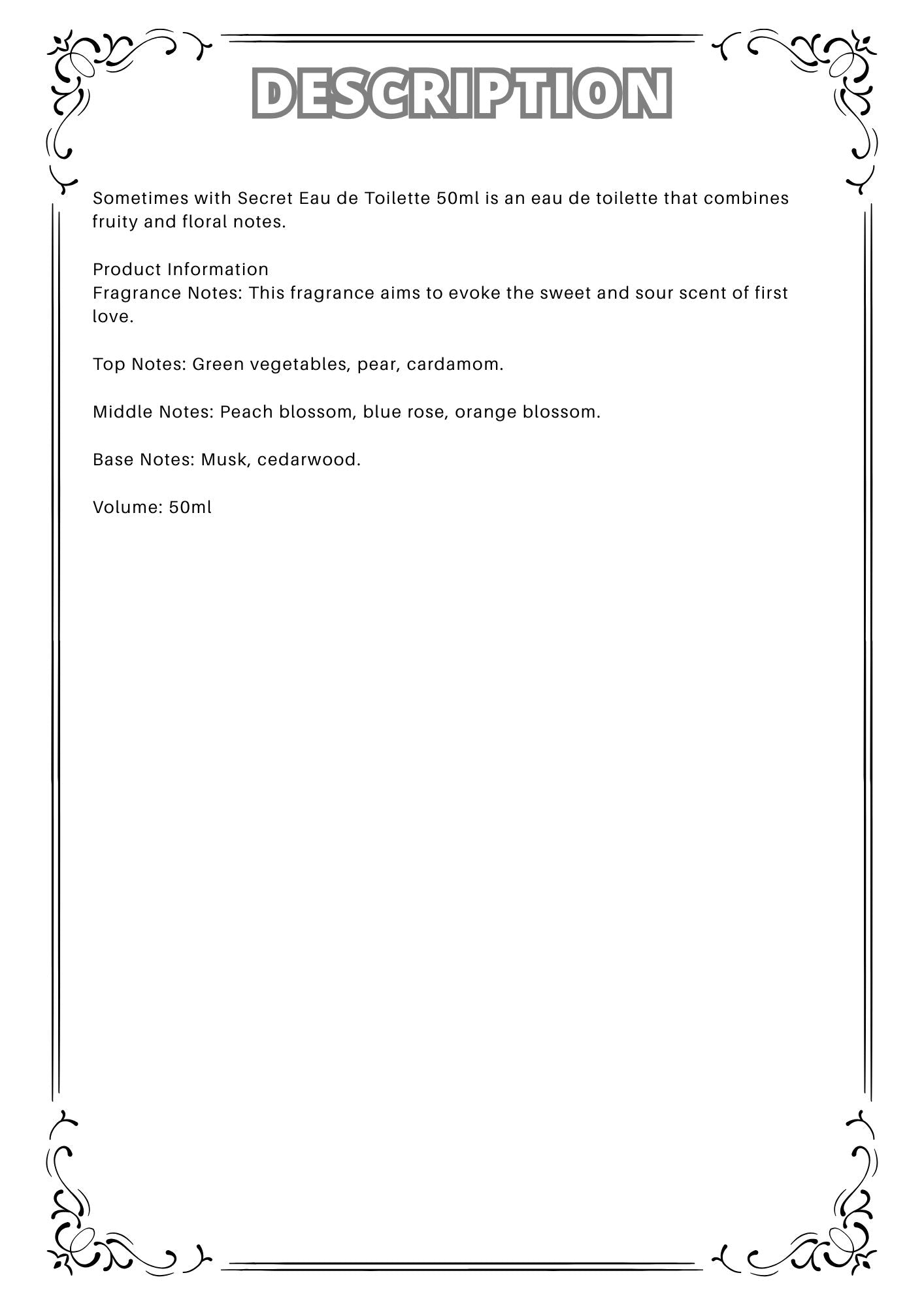 W28 - Sometimes with secret edp  Travel Spray 2ml, 5ml, 10ml  秘密 女性淡香水  分裝瓶