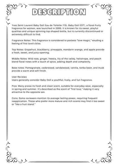 W1 - YSL Doll EDT Travel Spray 2ml, 5ml, 10ml  聖羅蘭情竇女士淡香水 分裝瓶