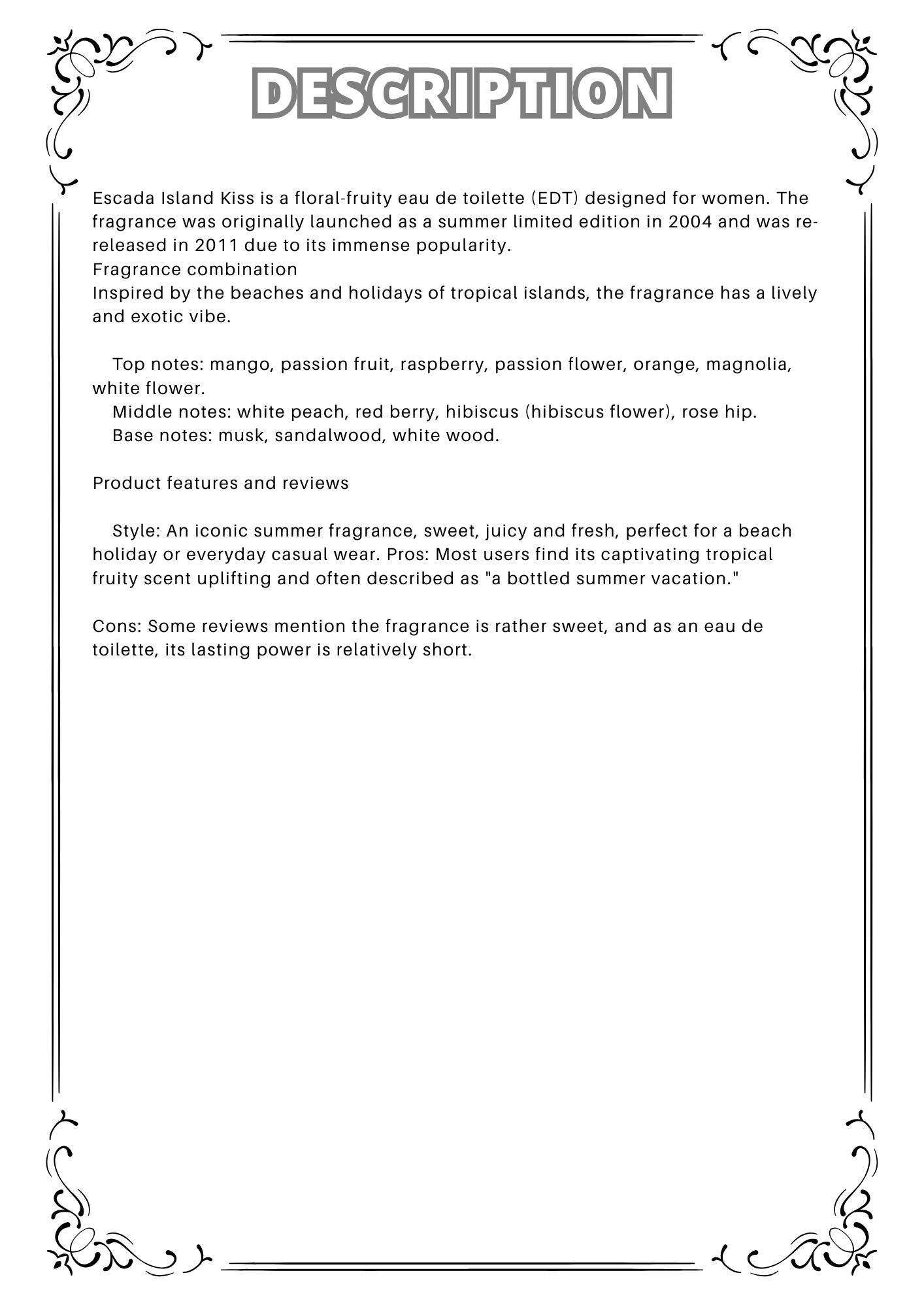 W42 - Escada Isand kiss Travel Spray 2ml, 5ml, 10ml  島嶼之吻淡香水 分裝瓶