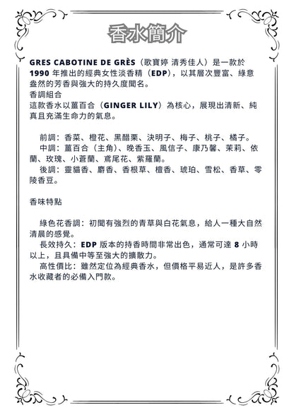 W29 - Cabotine De GRES EDP Travel Spray 2ml, 5ml, 10ml  歌寶婷清秀佳人 分裝瓶