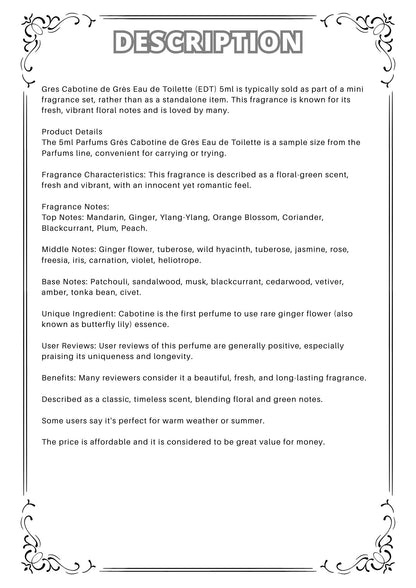 W23-Cabatine De Gres EDT Travel Spray 2ml, 5ml, 10ml  歌寶婷香水 分裝瓶