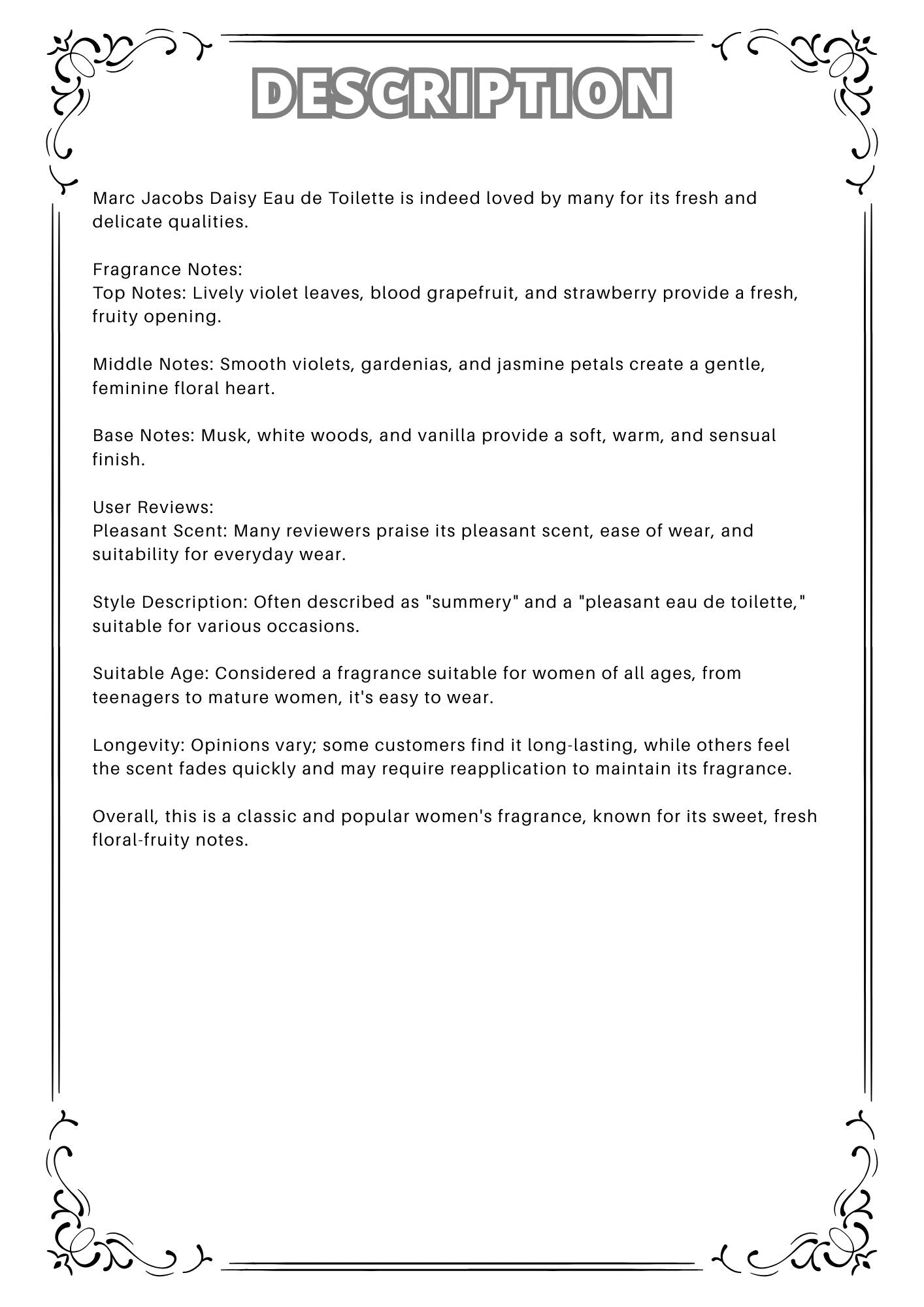 W2 - Daisy Marc Jacobs Eau so fresh Travel Spray 2ml, 5ml, 10ml  莫傑小雛菊女士淡香水 分裝瓶