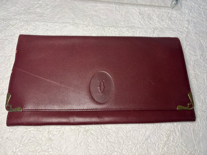 Auth Cariter handbag maroon wallet bag  - cartier