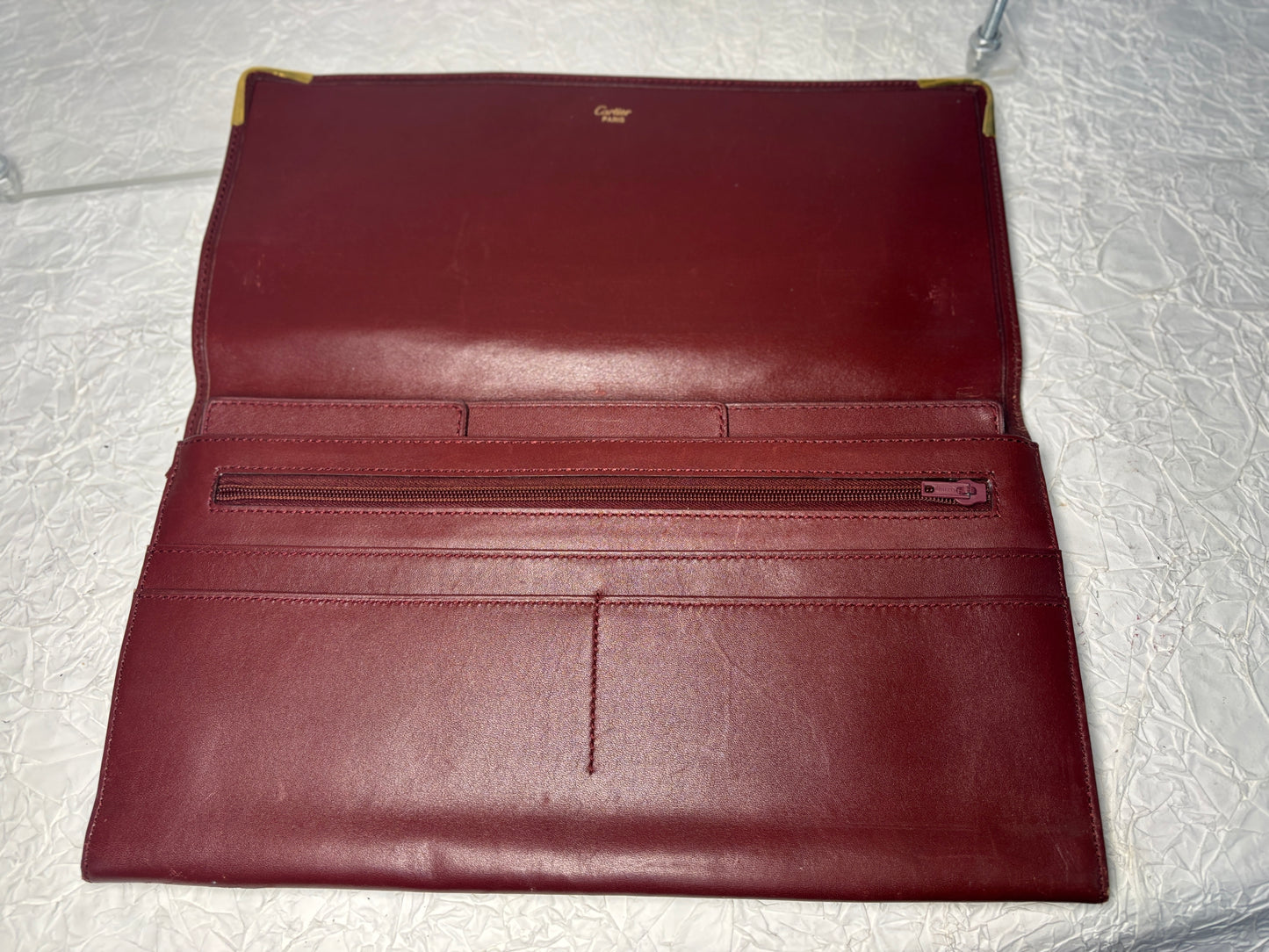 Auth Cariter handbag maroon wallet bag  - cartier