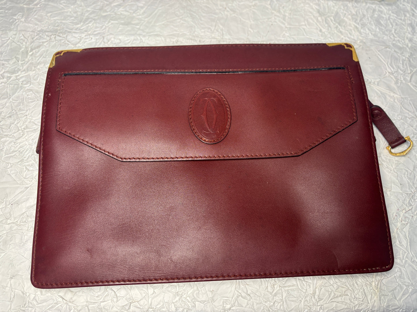 Auth Cariter handbag maroon wallet bag  - cartier