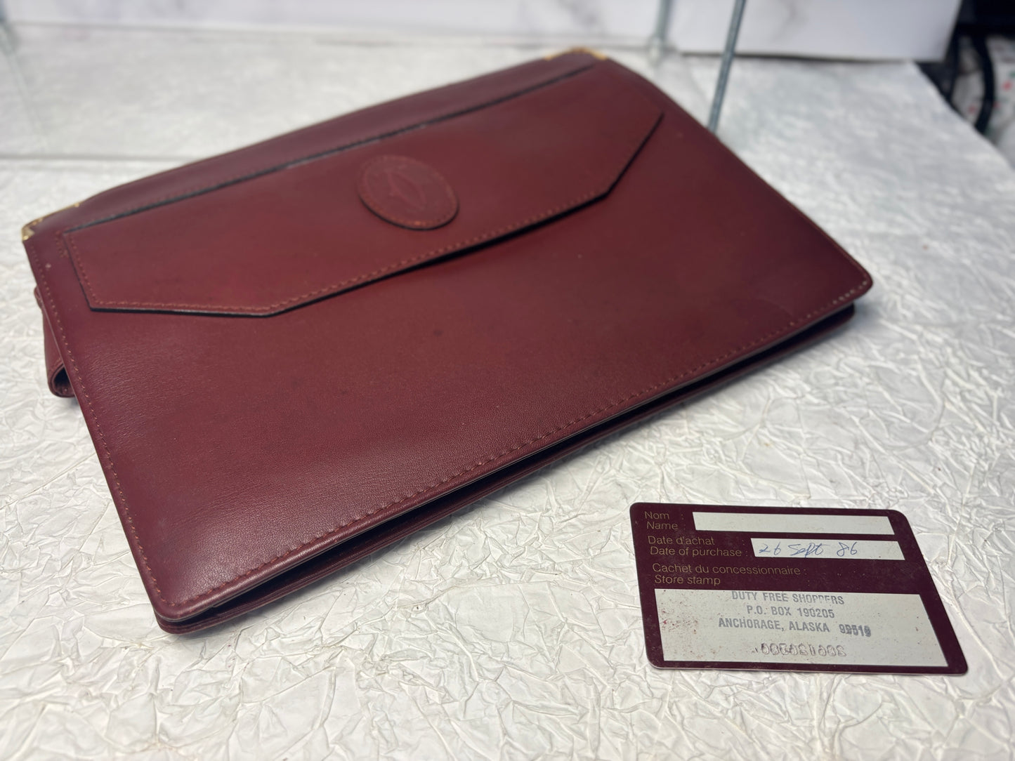 Auth Cariter handbag maroon wallet bag  - cartier