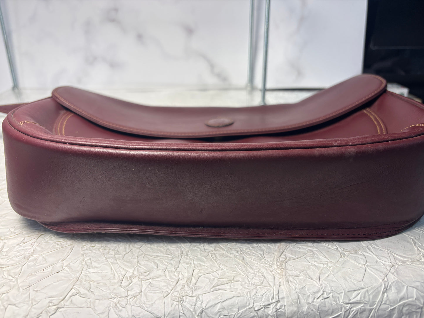 Auth Cariter handbag maroon shoulder bag  - cartier