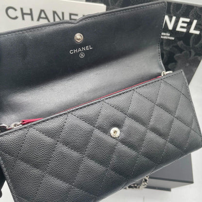 220824-3 CHANEL Chanel Filigree Black and White Litchy Litchi Wallet