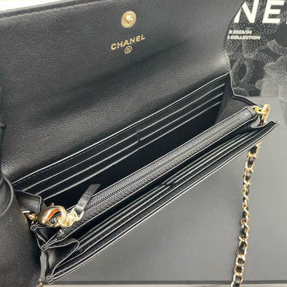 220824-9 CHANEL Chanel Leboy Black Gold Playing Wallet