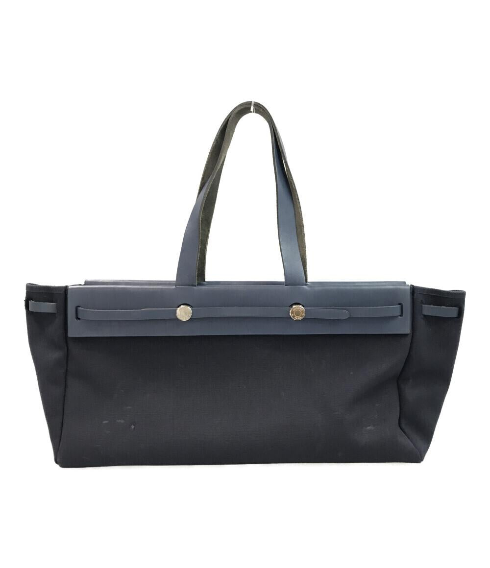 1809-japan1 Auth Hermes Tote herbag Bag navy  engraved