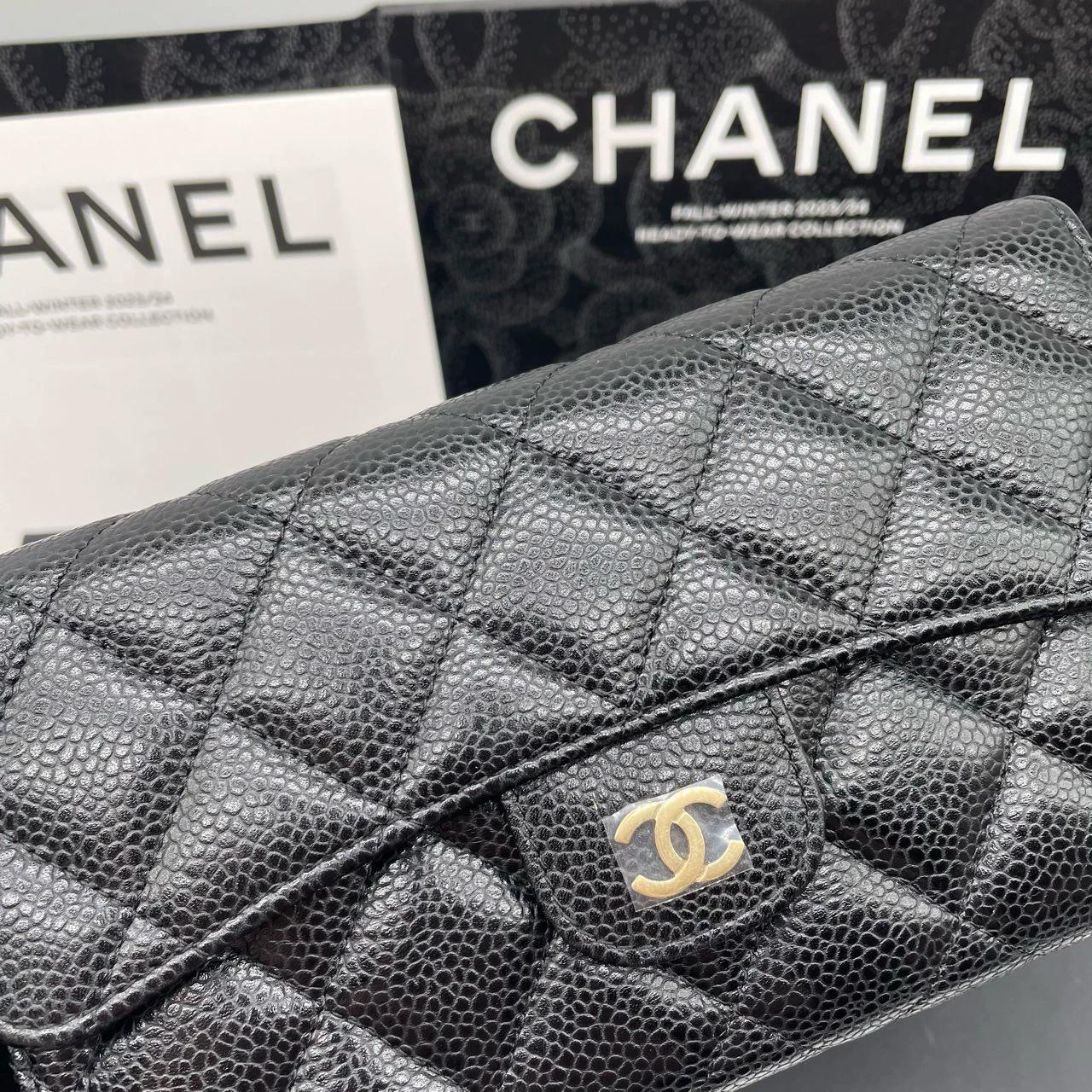 220824-11 CHANEL Chanel CF Black Golden Caviar Sauce Thirt -Found Wallet