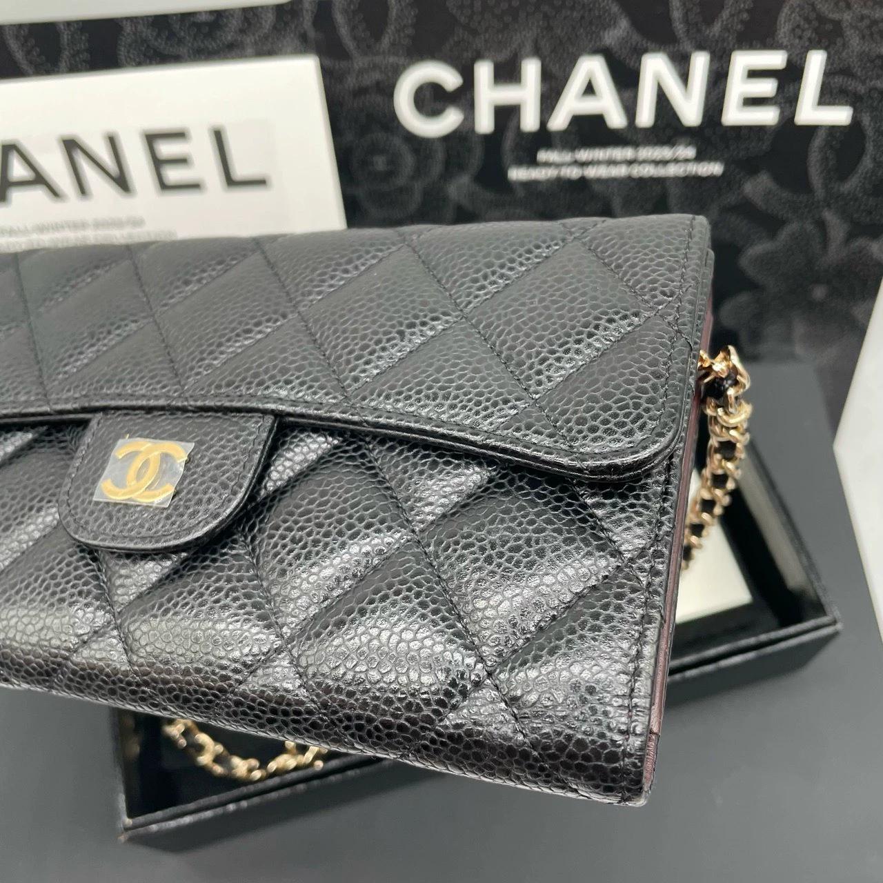 220824-11 CHANEL Chanel CF Black Golden Caviar Sauce Thirt -Found Wallet