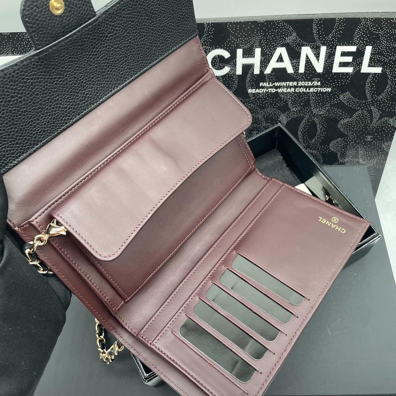 220824-11 CHANEL Chanel CF Black Golden Caviar Sauce Thirt -Found Wallet