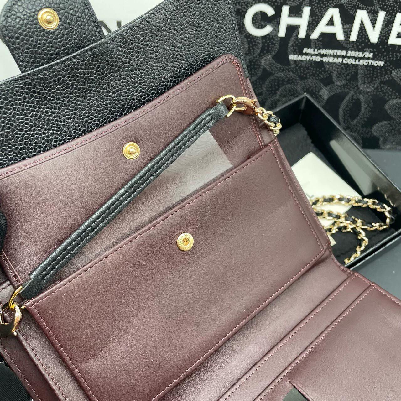 220824-11 CHANEL Chanel CF Black Golden Caviar Sauce Thirt -Found Wallet