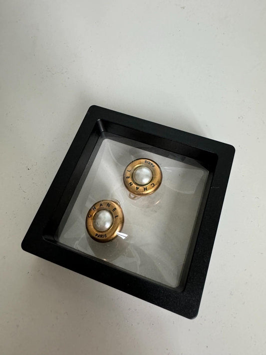 220824-18 Auth CHANEL gold tone Earrings