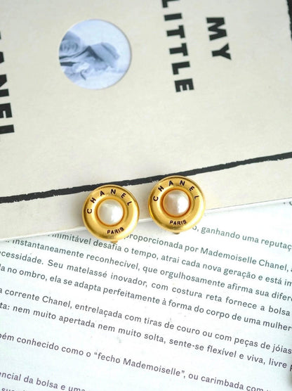 220824-18 Auth CHANEL gold tone Earrings