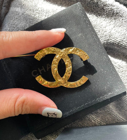 220824-19 Auth Chanel CHANEL Double C gold tone BROOCH PIN CHARM