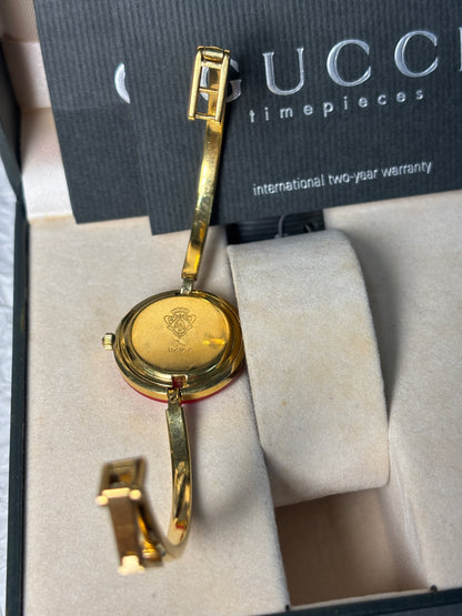 Auth Gucci Change Bezel Gold Women Watch with box Quartz Swiss Vintage