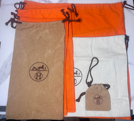 Authentic Hermes Paris Logo Drawstring Dust Bags for shoes, jewellery , handbag
