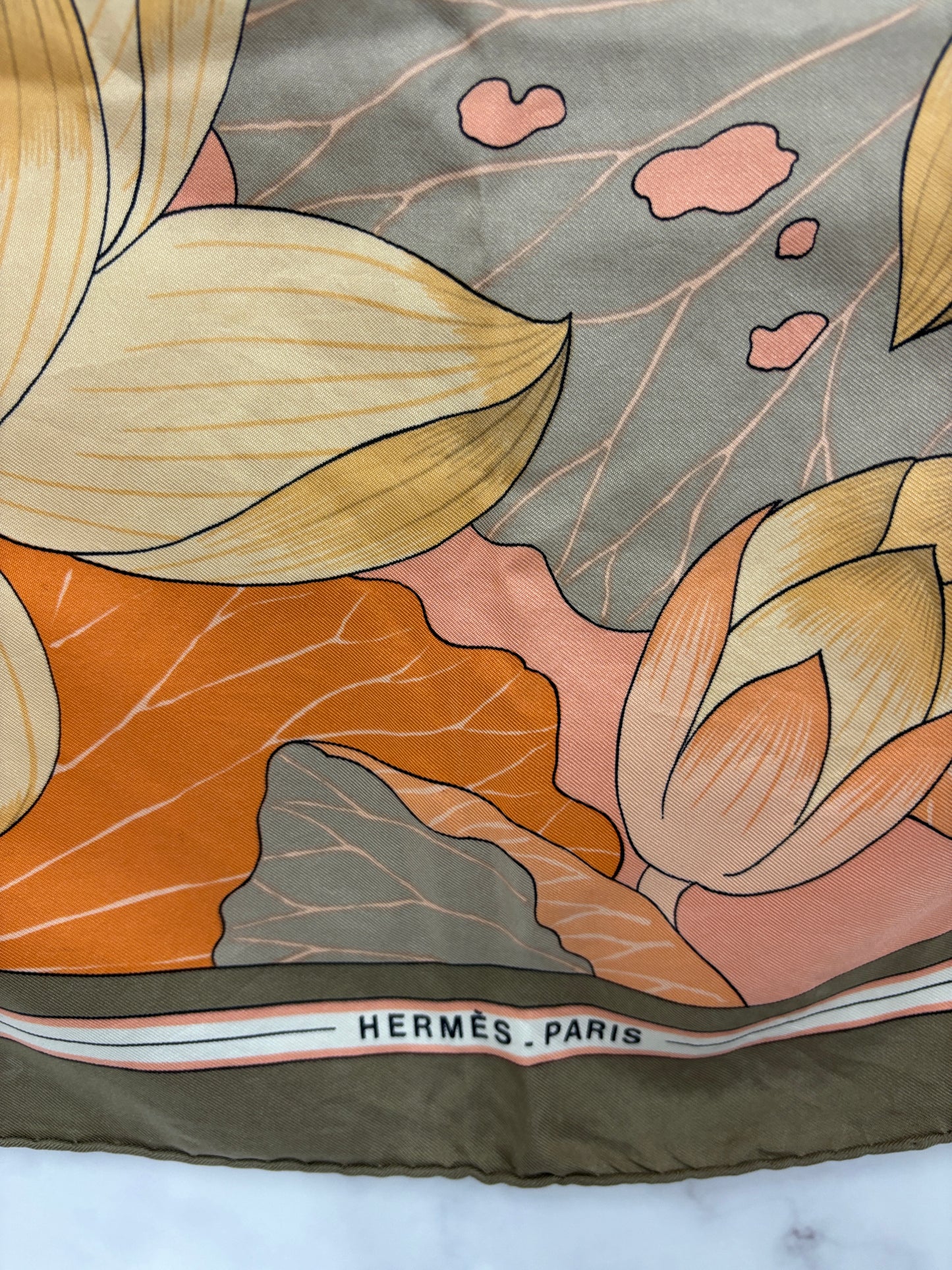 Auth Hermes Scarf Silk grey 90 x 90cm  - 110624