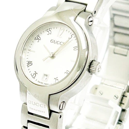 Rare Women Gucci silver tone watch with box Mint Cond - 060624