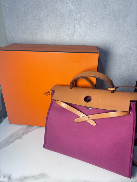Auth Hermes herbag 31 with original box key and lock shoulder bag deep pink - Aug-bag