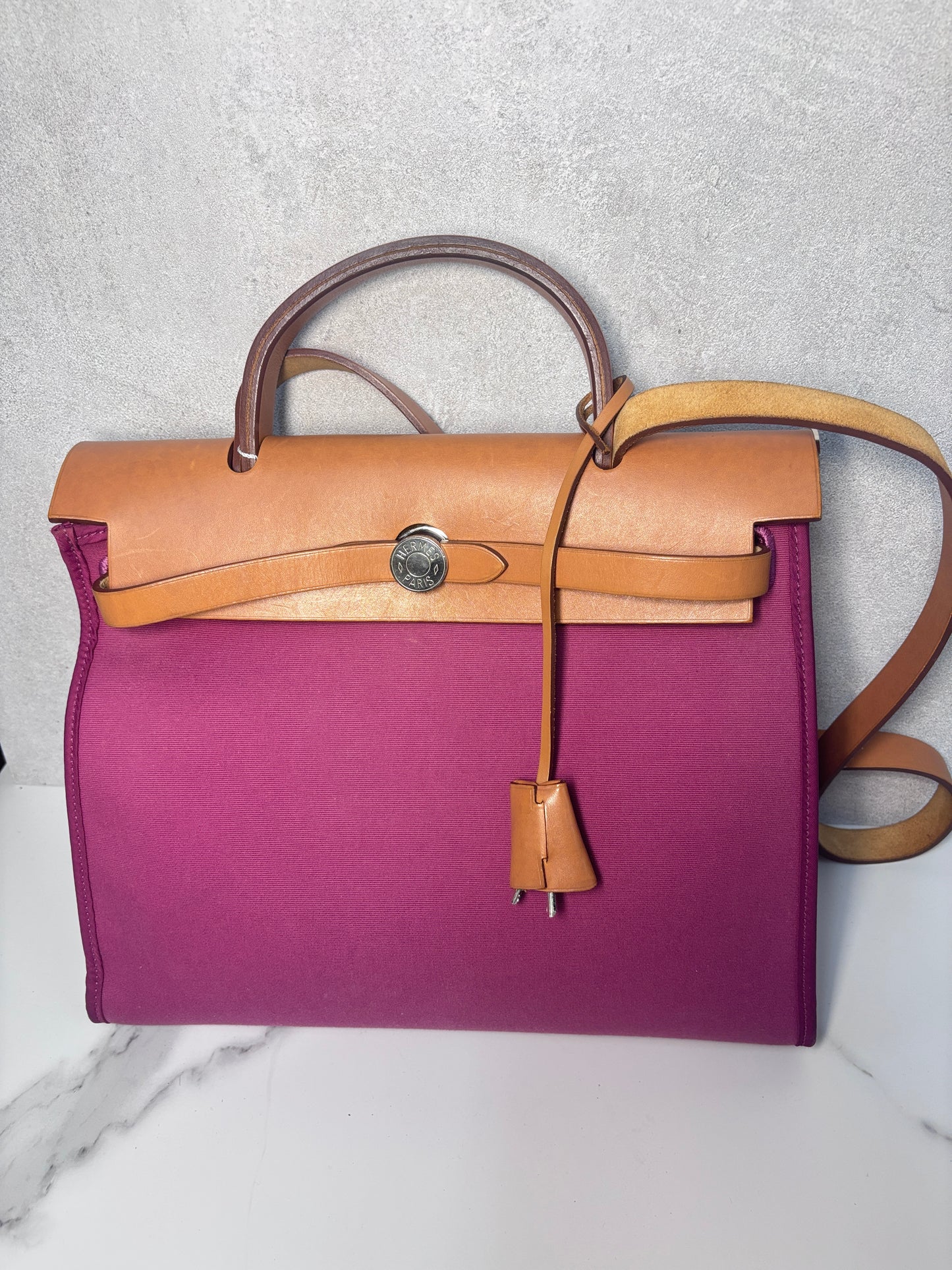 Auth Hermes herbag 31 with original box key and lock shoulder bag deep pink - Aug-bag