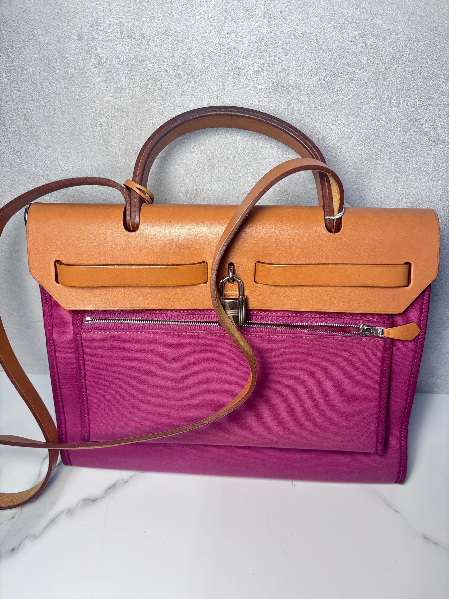 Auth Hermes herbag 31 with original box key and lock shoulder bag deep pink - Aug-bag