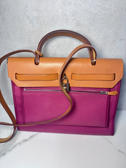 Auth Hermes herbag 31 with original box key and lock shoulder bag deep pink - Aug-bag