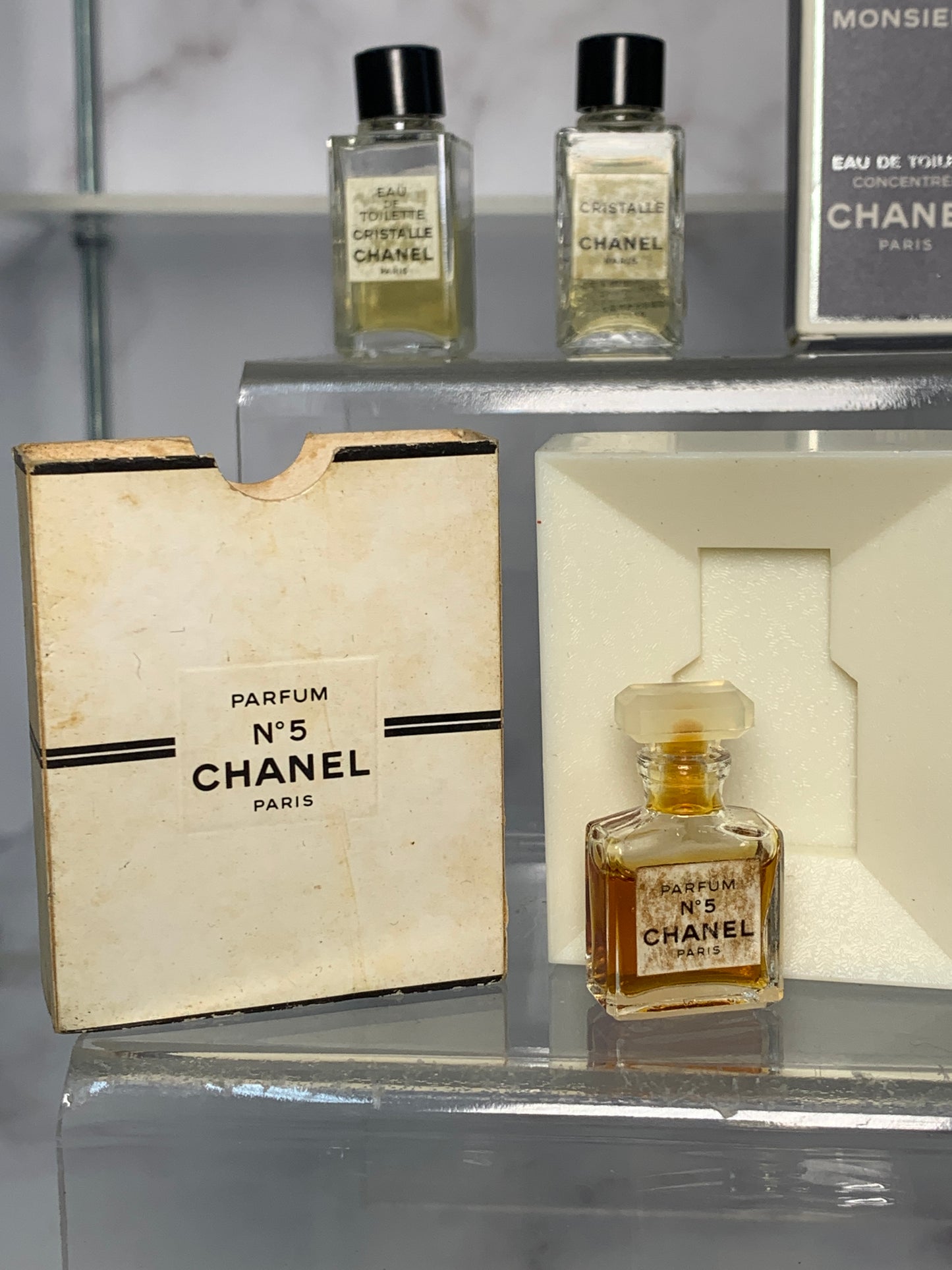 Vintage Chanel chance coco no.5 cristalle pour monsieur edt perfume 4ml - 7.5ml