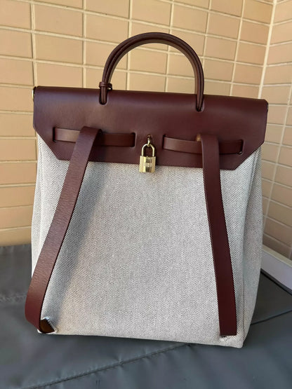 100625-38 Auth Hermes Herbag PM 31 canvas Tote handbag shoulder bag